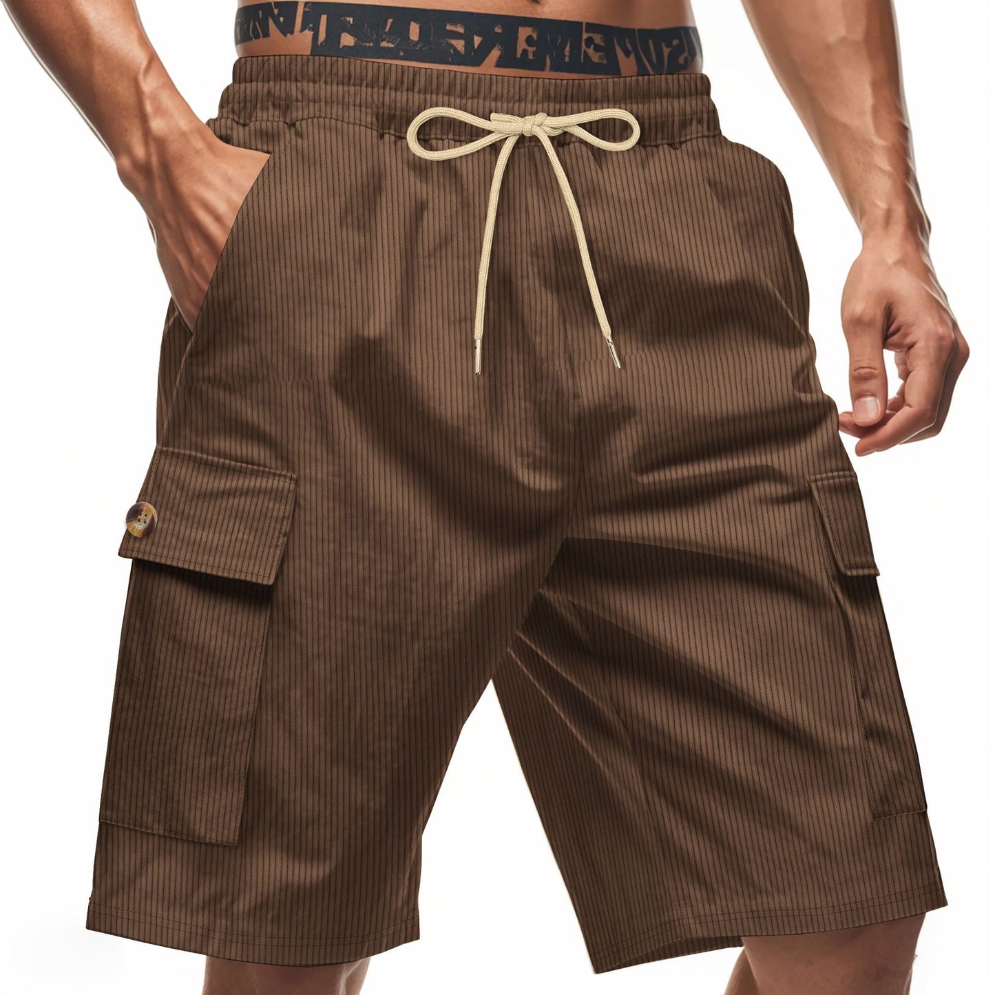 Herre Cargo-Shorts med elegante striber og praktiske sidelommer Stilla