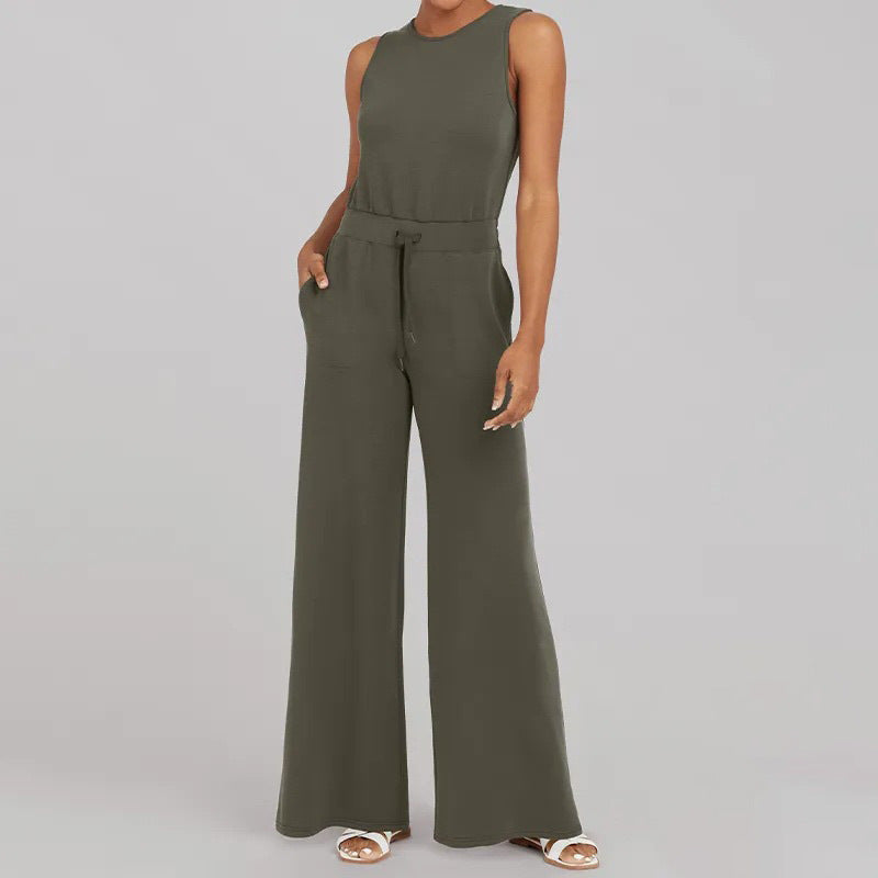Dame Elegant Jumpsuit med bredt ben og taljestrop Stilla