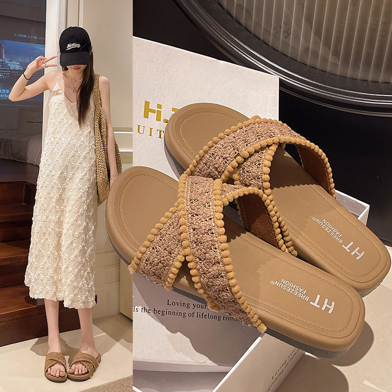 Dame afslappede og stilfulde slides med flettet design Stilla