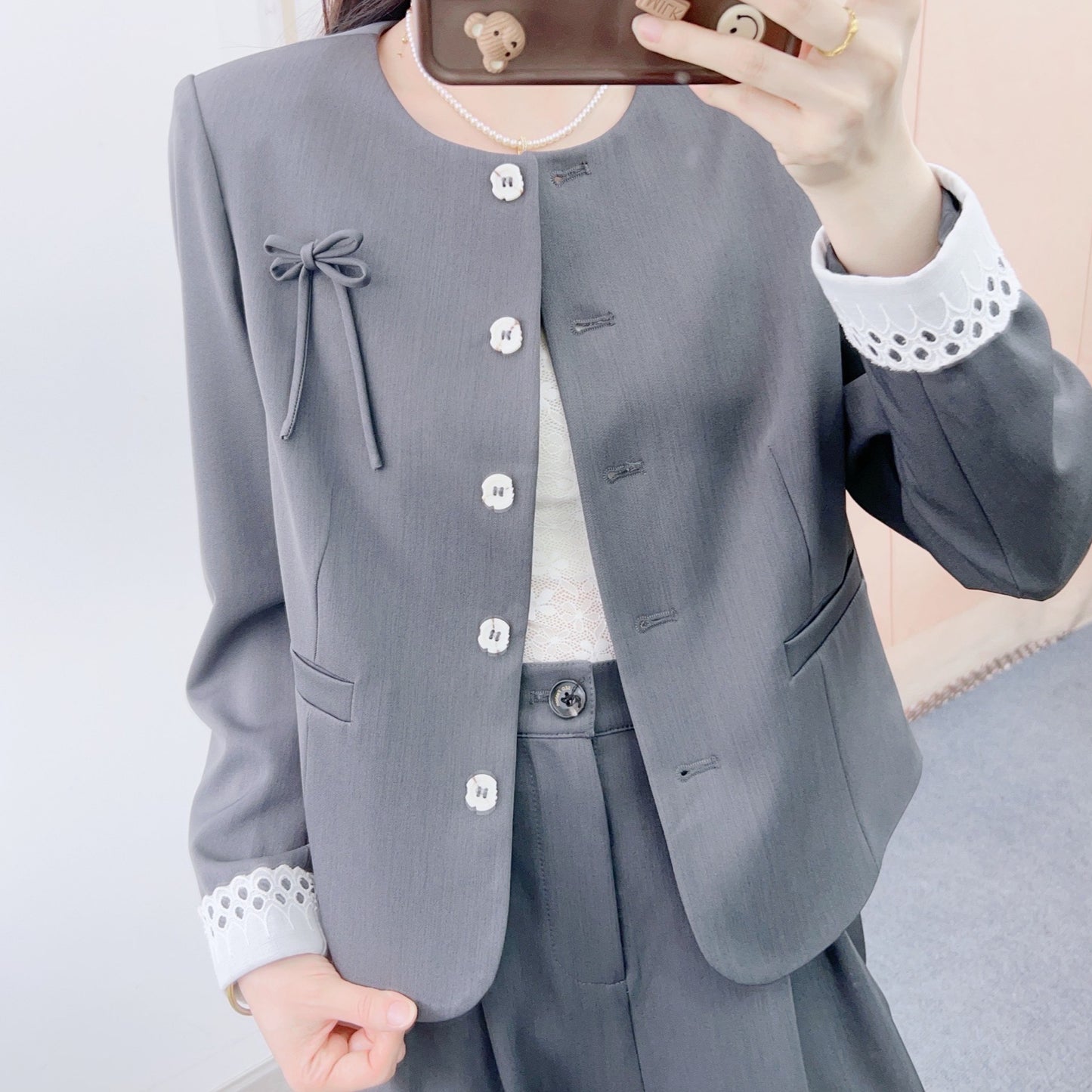 Dame elegant blazer-buks-sæt med dristige detaljer og høj kvalitet forarbejdning Stilla