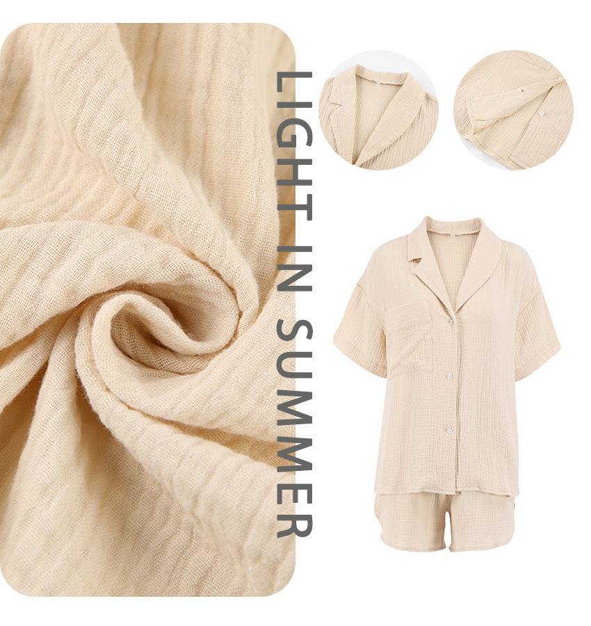 Dame afslappet kortærmet top og shorts sæt i let bomuldsblanding Stilla