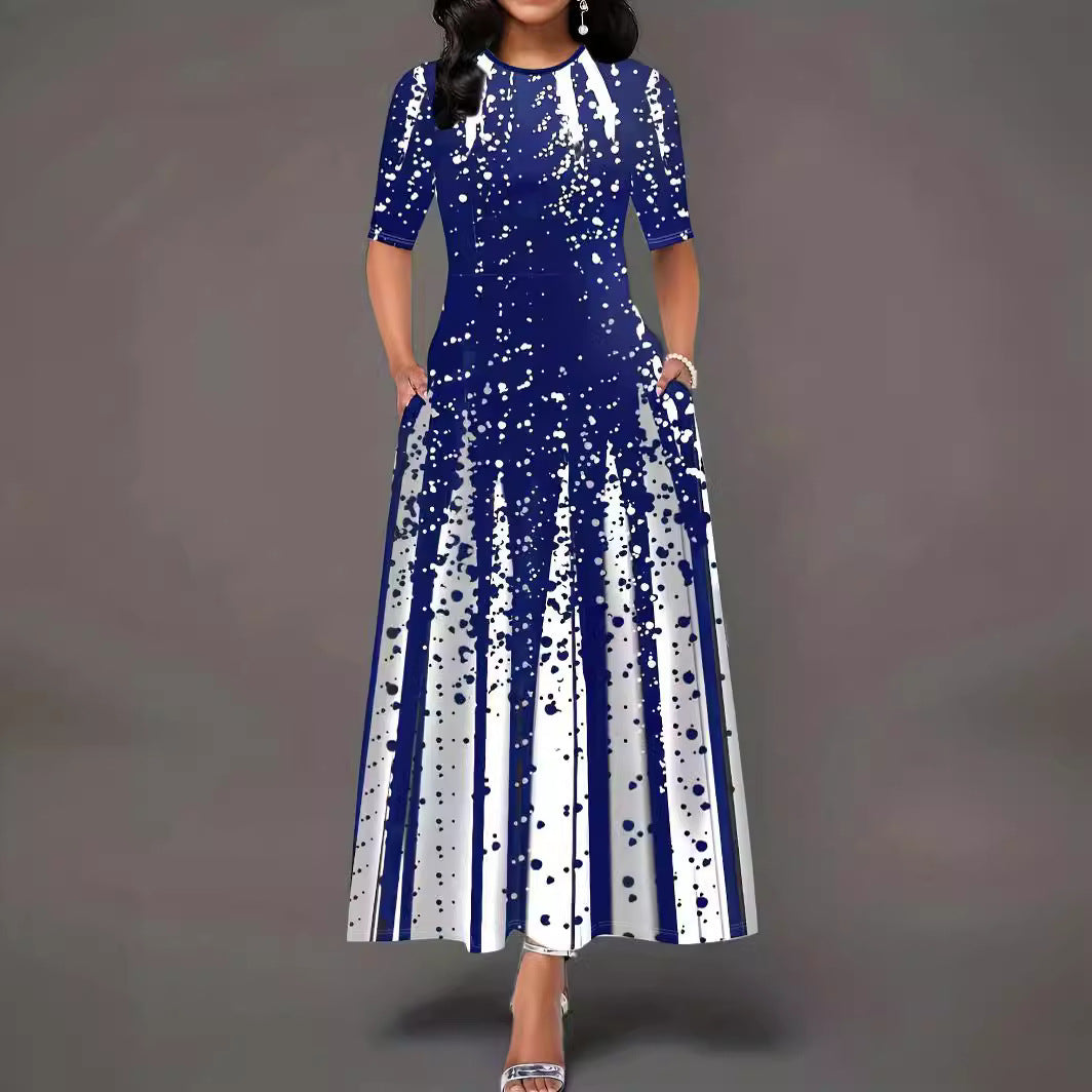 Dame Elegant A-linje Maxikjole med modernetryk Stilla