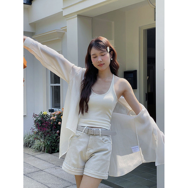 Dame afslappede shorts med høj talje og bred pasform Stilla