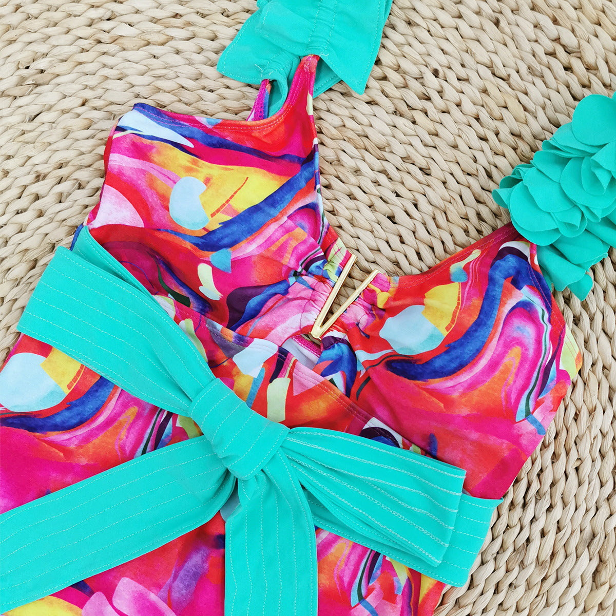 Dame Eintredningsbadedragt med legende blomsterdesign og elegant indpakningsbælte Stilla