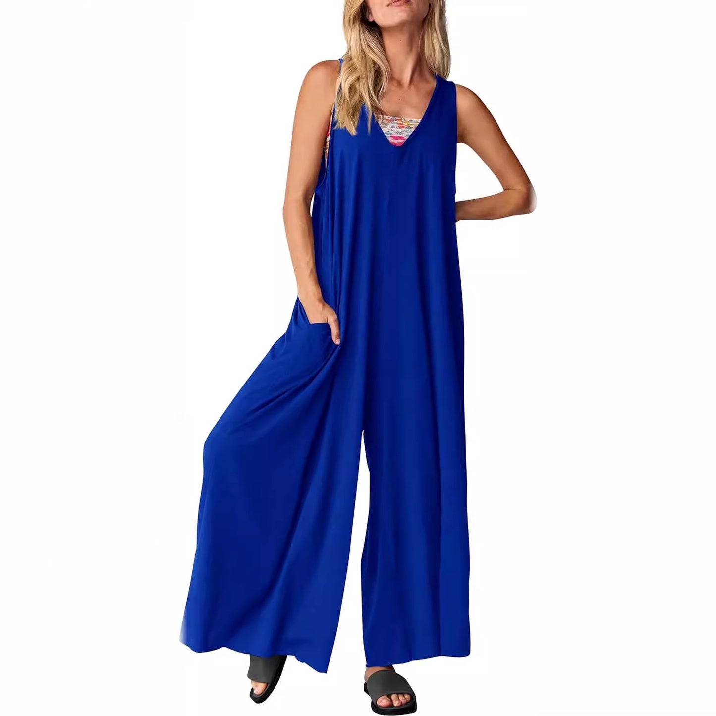 Dame jumpsuit i blødt materiale med sidelommer Stilla