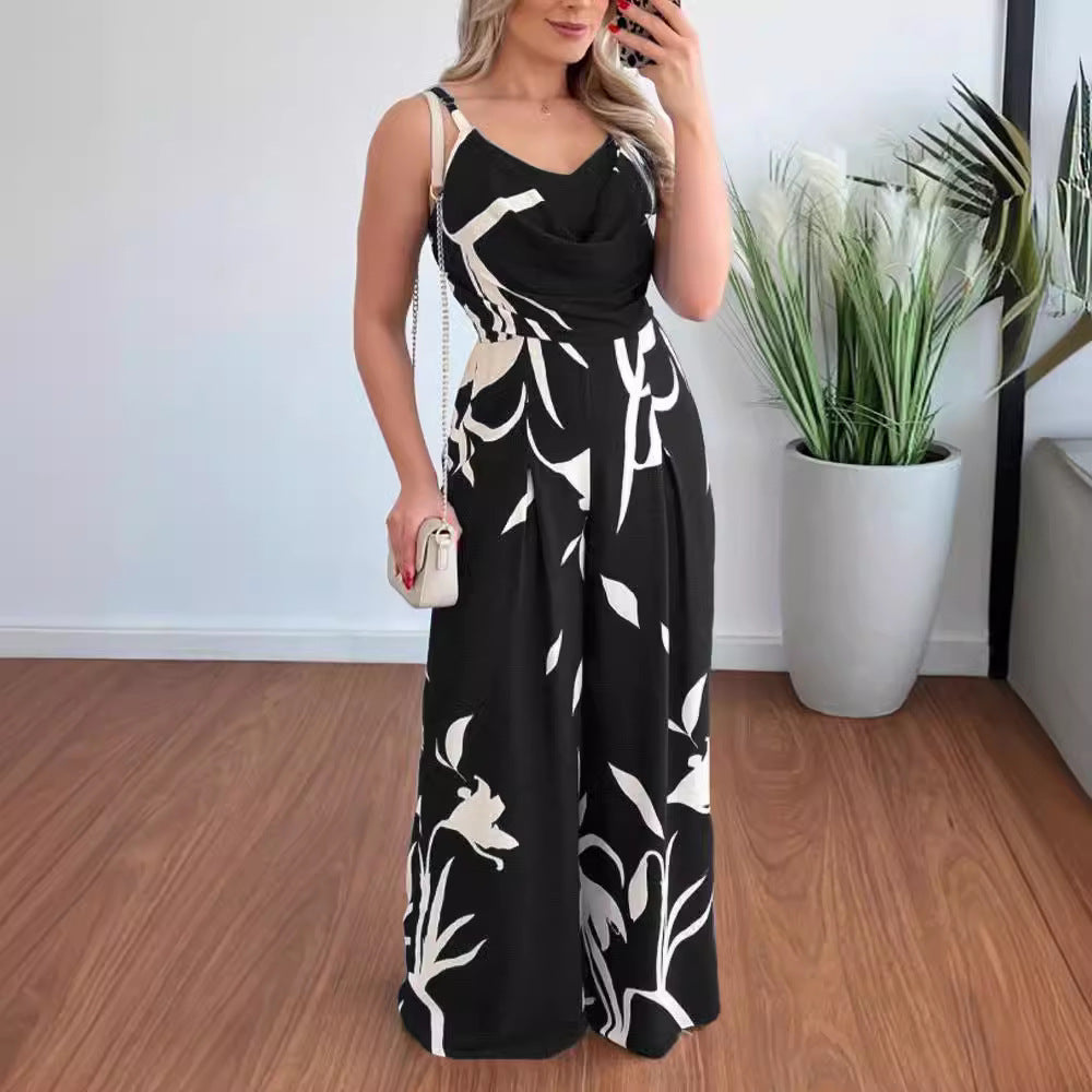 Damer Elegant Jumpsuit med legende snit og blomsterdesign Stilla