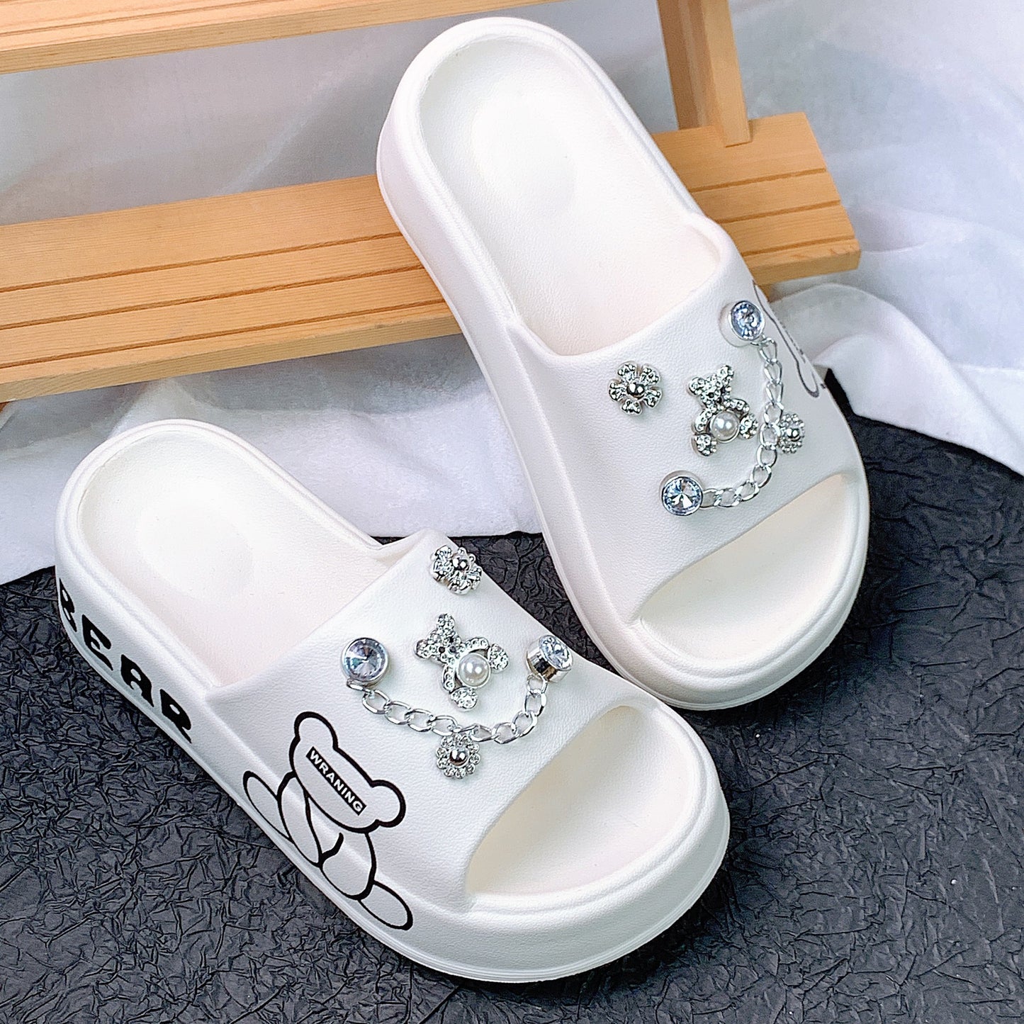 Dame Elegant dekorerede Slipper-sandaler med elegante applikationer Stilla