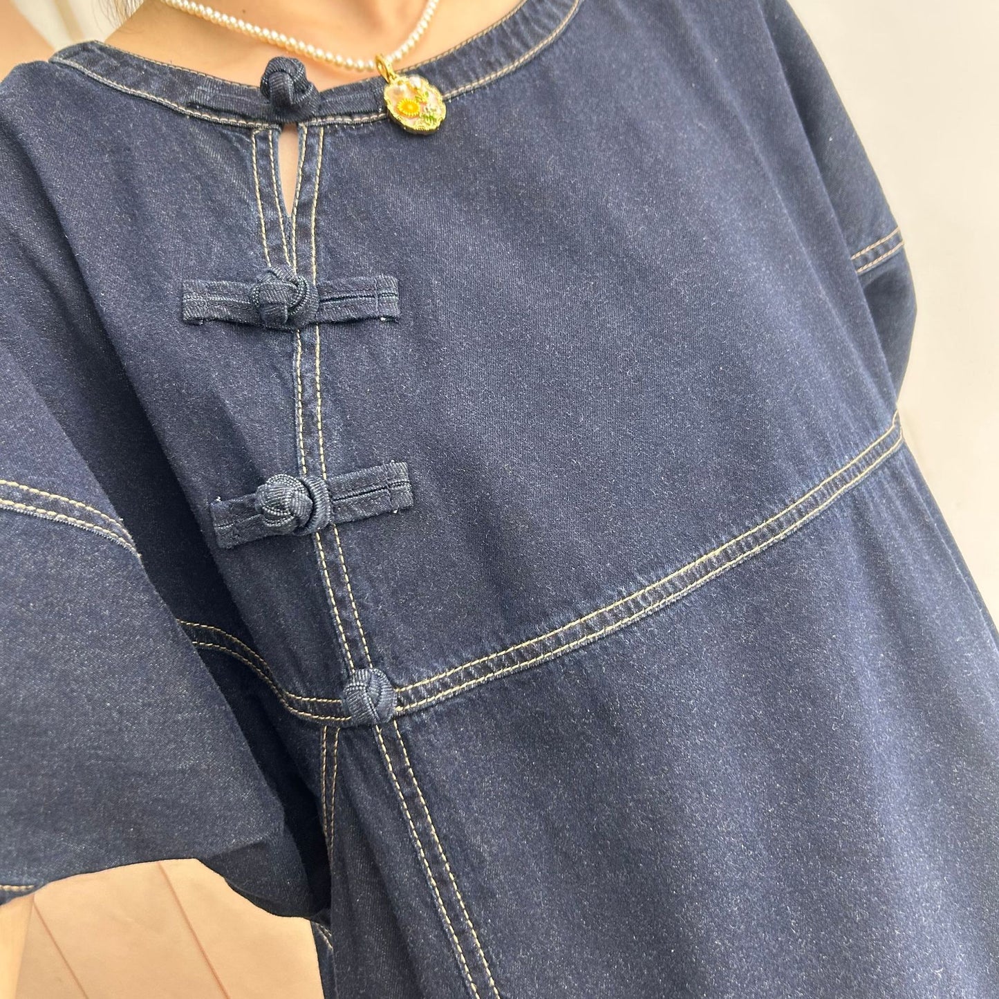 Dame Denim Kjole med afslappet snit og praktiske knapdetaljer Stilla