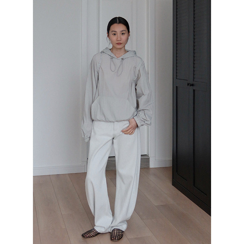 Dame afslappet bomulds-hoodie med elastisk bund og praktiske lommer Stilla