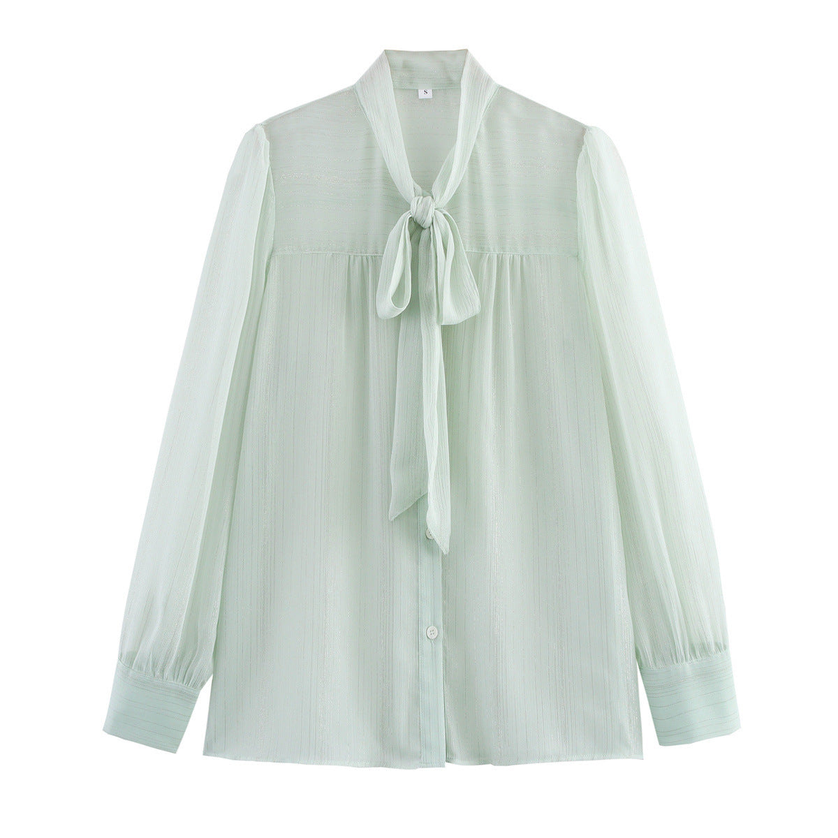 Dame Elegant Bluse med Bindebånd og fin Struktur Stilla