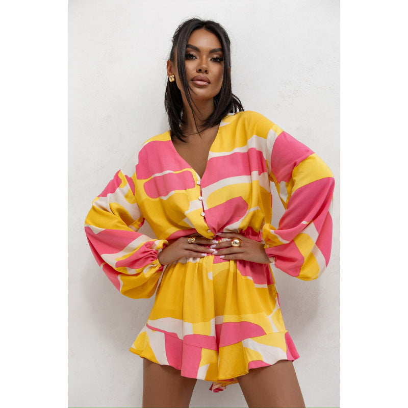 Dame Blomster mønster Kort jumpsuit Stilla