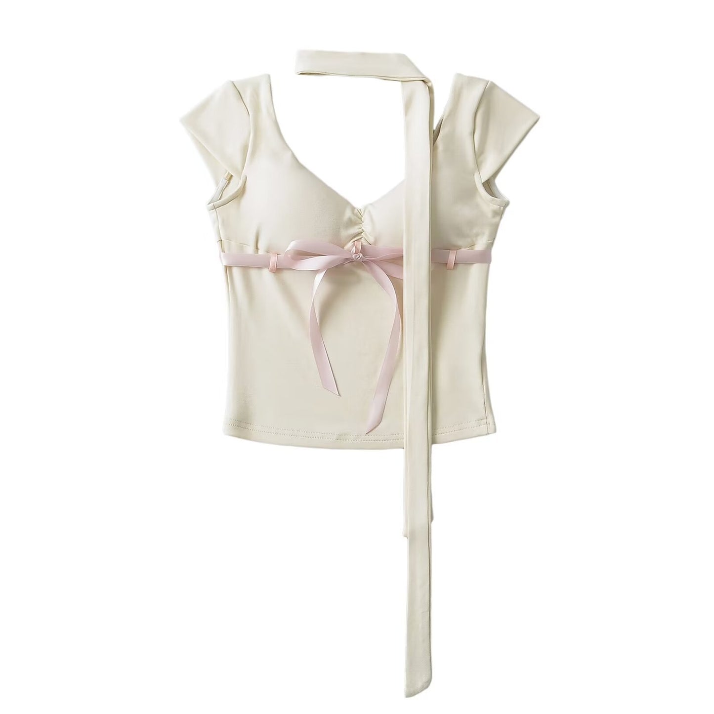 Dame Cut-out top med sødt båndaccent Stilla