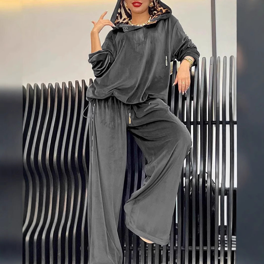 Dame elegant fritids-loungewear med hætte og bred pasform Stilla