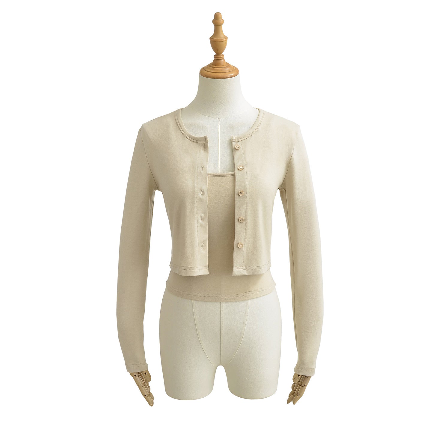 Dame cropped cardigan med knapbart design og blødt stof Stilla