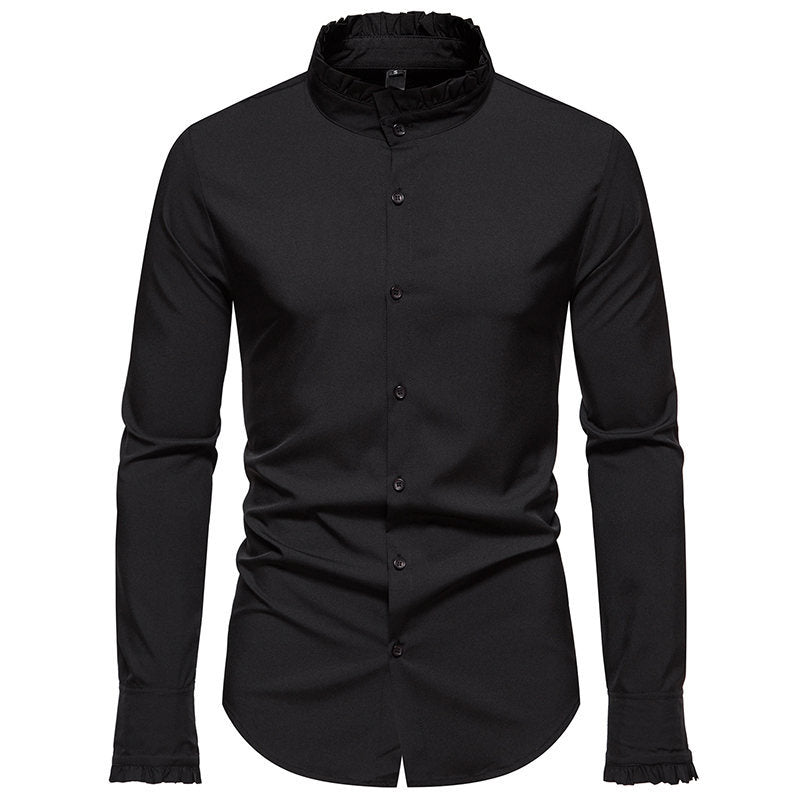 Herrer Elegant Mandarin Krave Dress Shirt Stilla