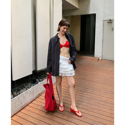 Dame afslappet skjorte med smart stribemønster og oversized skæring Stilla