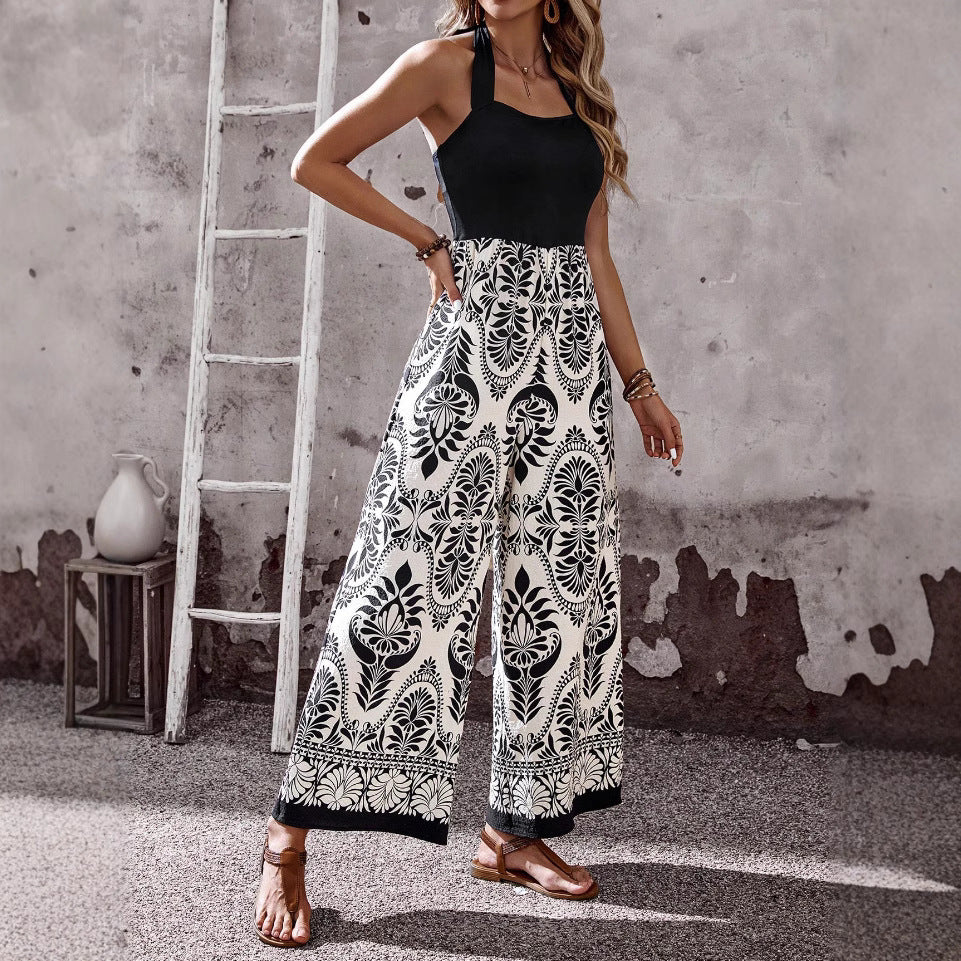 Dame Jumpsuit med elegant blomsterdesign og bred pasform Stilla
