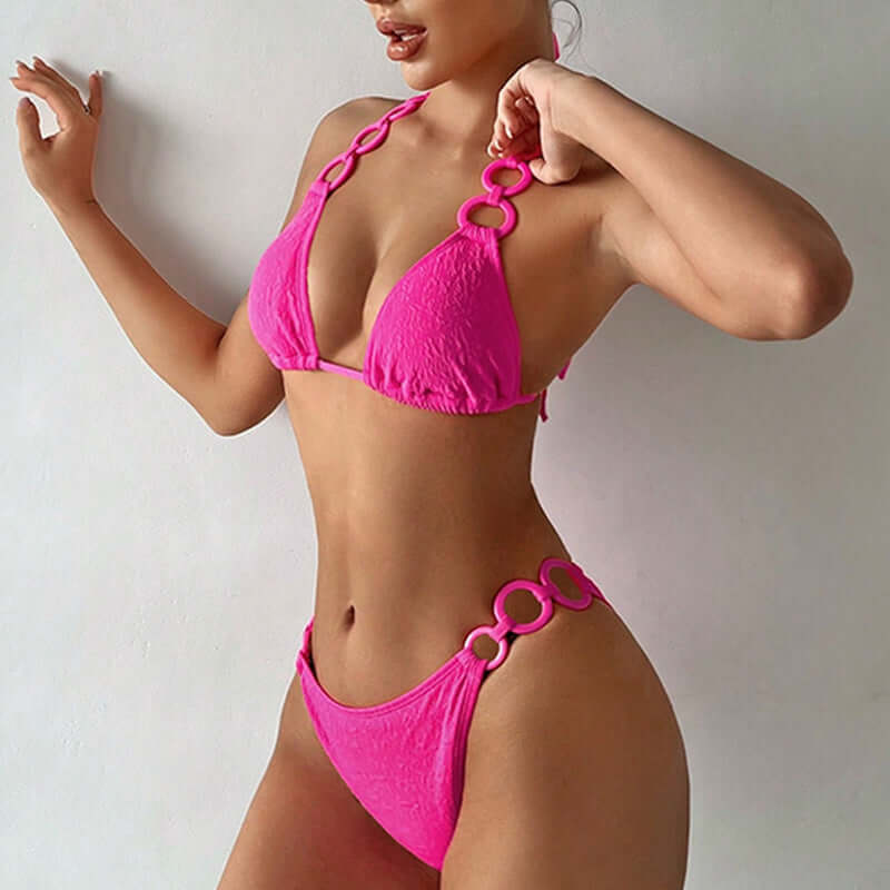 Stilla | Halterneck Ringkæde Split Bikini