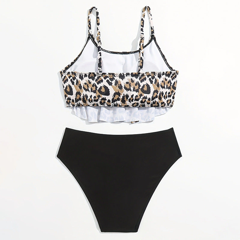 Dame to-delt bikini-sæt med moderigtigt leopardmønster og højt skårne trusser Stilla