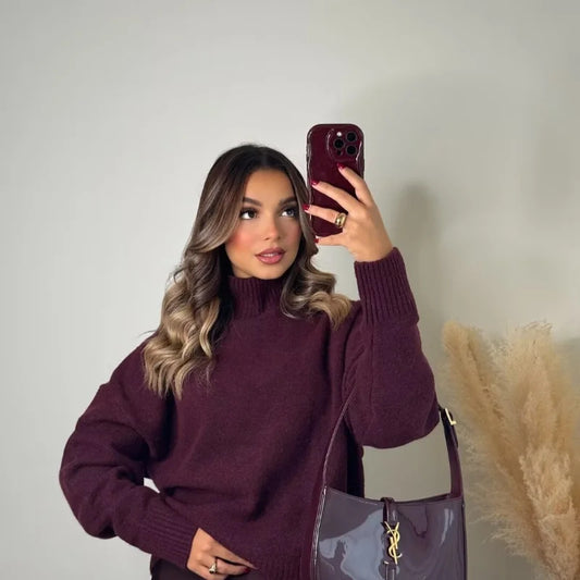 Femme Chunky Knit Turtleneck Pullover Stilla