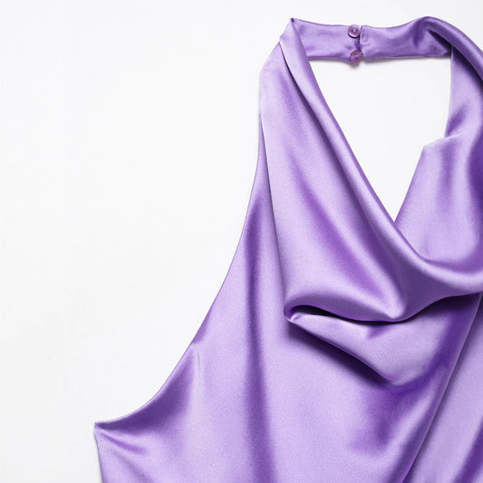 Femme Halterneck Satin Bredbenet Jumpsuit Stilla