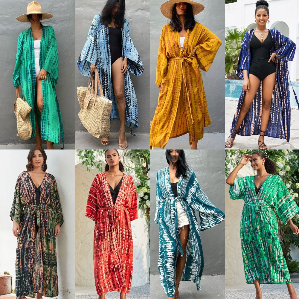 Dame elegant kaftan med legende batikmønster Stilla