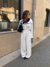 Dame elegant jumpsuit med bredt ben og karakteristisk krave Stilla