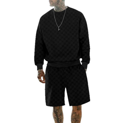 Herre afslappet sweatshirt- og shorts-sæt lavet af åndbart materiale med elastisk linning Stilla