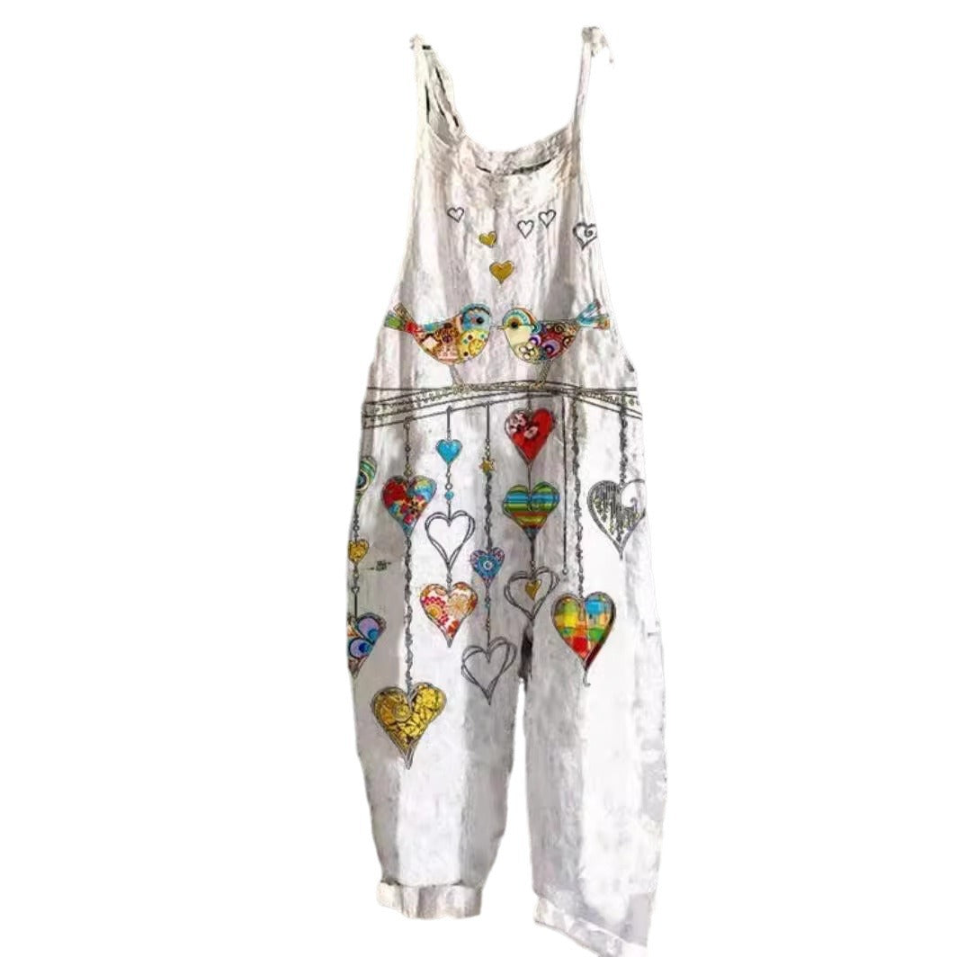 Dame Kunstnerisk Tryk Overall Jumpsuit Stilla