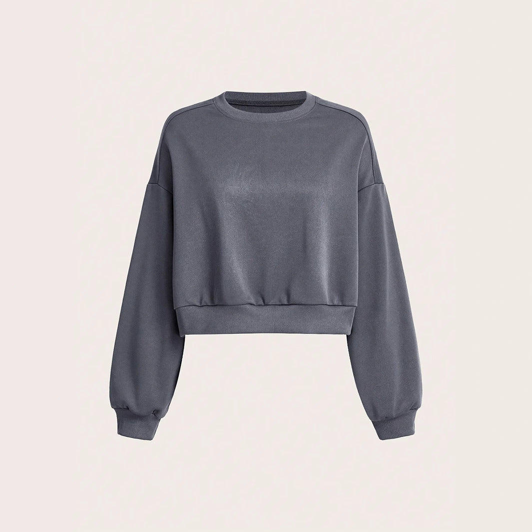Dame cropped sweatshirt med ballonærmer Stilla