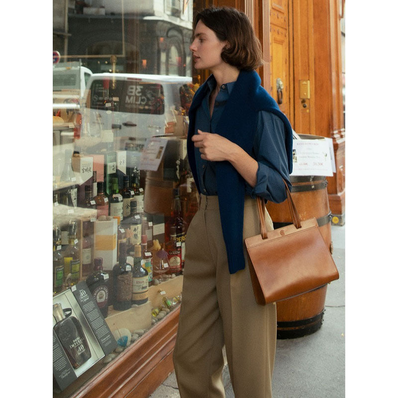 Dame elegant høj talje bukser med moderigtige folder og løs pasform Stilla