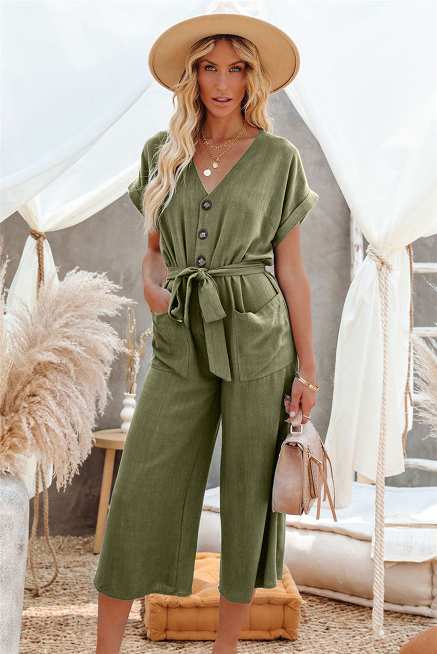 Dame Jumpsuit med V-udskæring og praktiske lommer Stilla