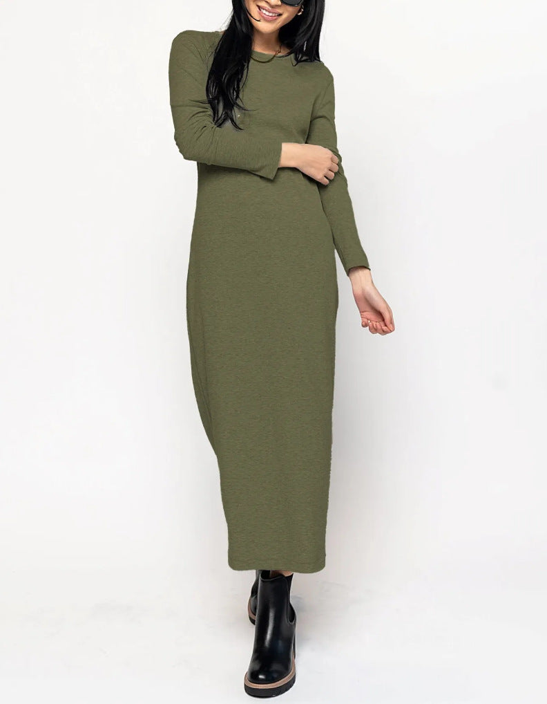 Dame afslappet langærmet maxikjole i hudvenlig bomuld Stilla