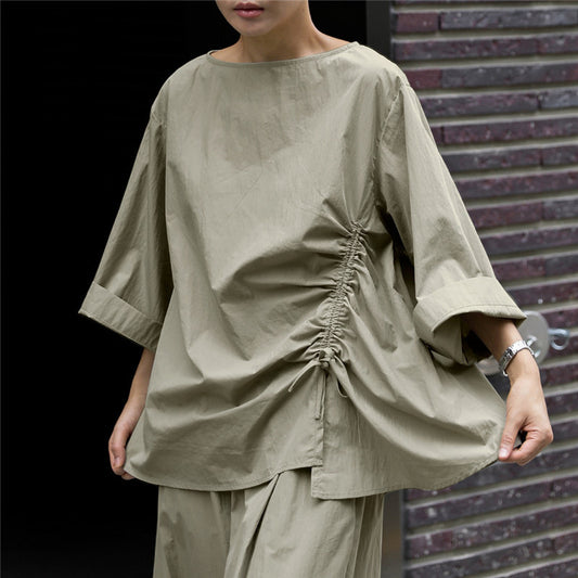 Dame afslappet bluse med rynker Stilla