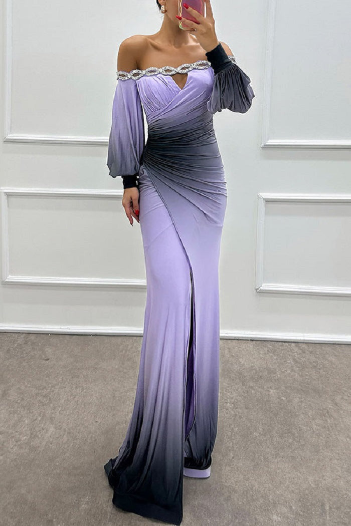 Dame elegant aftenkjole med glitrende taljeudskæring og flydende skirt Stilla