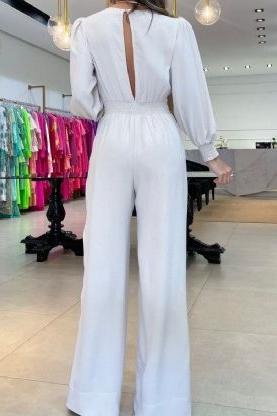 Stilla | V-hals Langærmet Jumpsuit