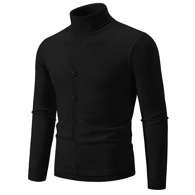Herrer cardigan med højstående krave og knaplukning Stilla