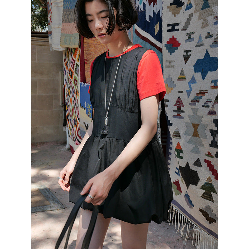 Dame afslappet minikjole med moderne design og voluminøs nederdel Stilla