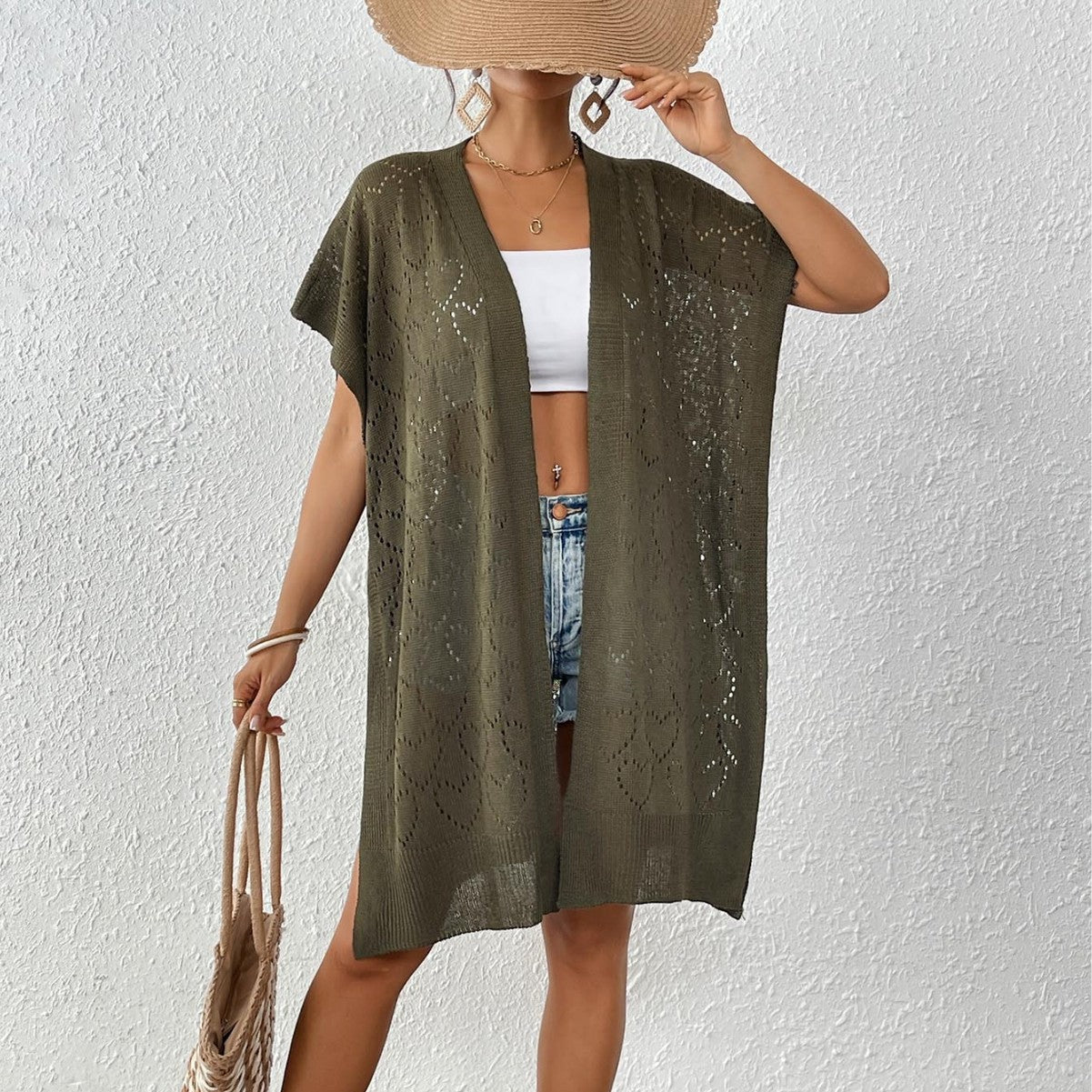 Dame Åben Væv Strikjakke Stilla