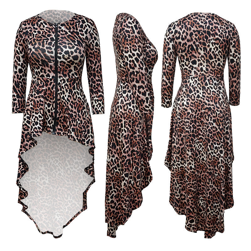 Dame afslappet bluse med asymmetrisk snit og dyremønster Stilla