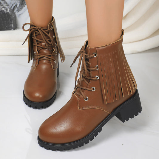 Dame Fringe-Boots med robust design og høj bærekomfort Stilla