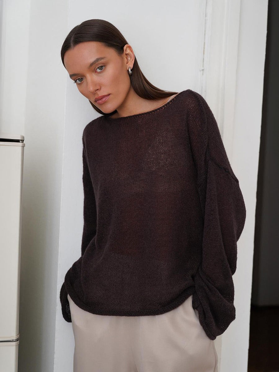 Dame afslappet longsleeve pullover i fin strik kvalitet Stilla