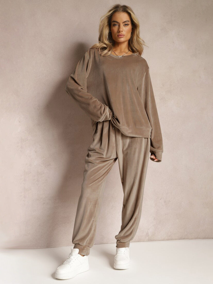 Dame afslappet lounge-sæt i blødt velour Stilla