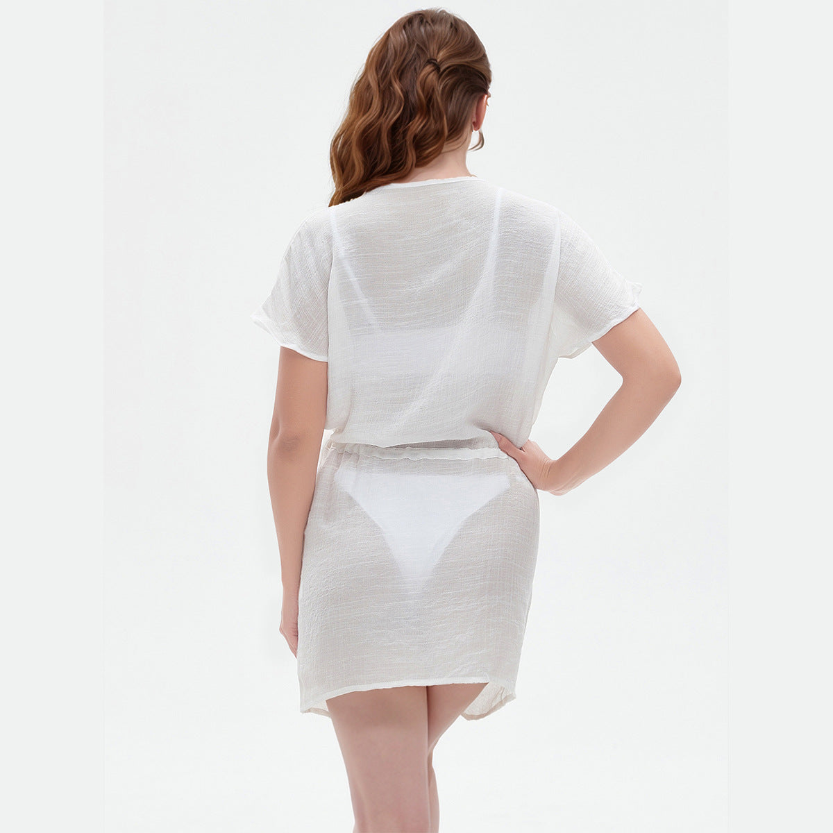 Dame afslappet kortærmet kjole med taljegreb Stilla