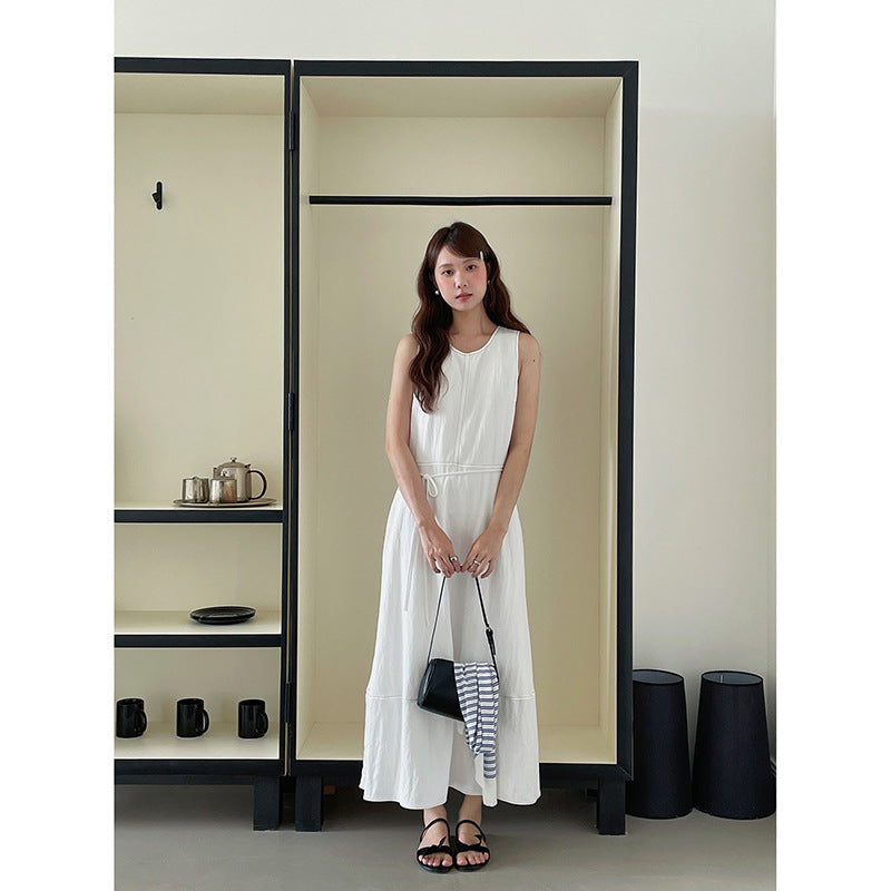 Dame afslappet maxikjole med flæse detaljer og elastisk talje Stilla