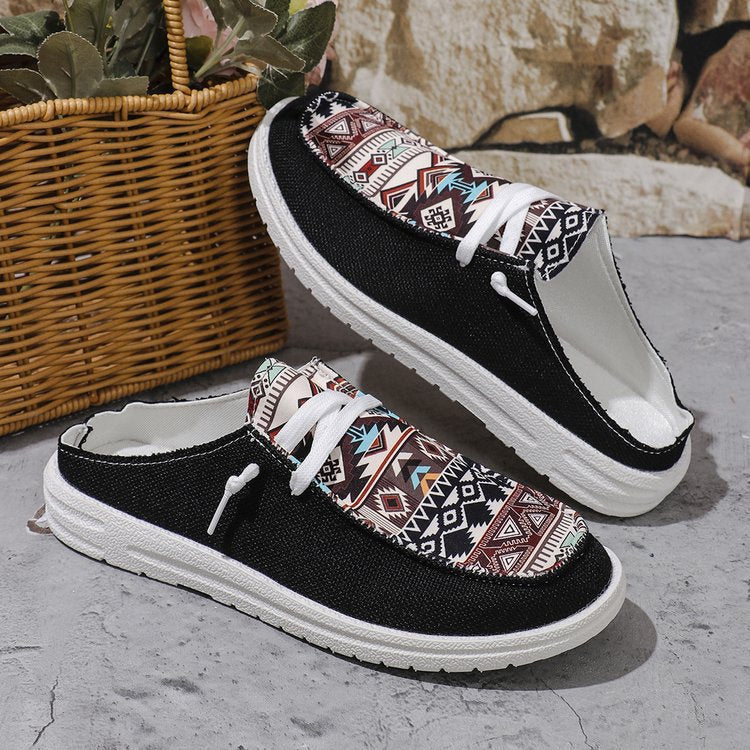 Dame Komfortable Slip-On Sneakers med moderne Ethno-Design Stilla