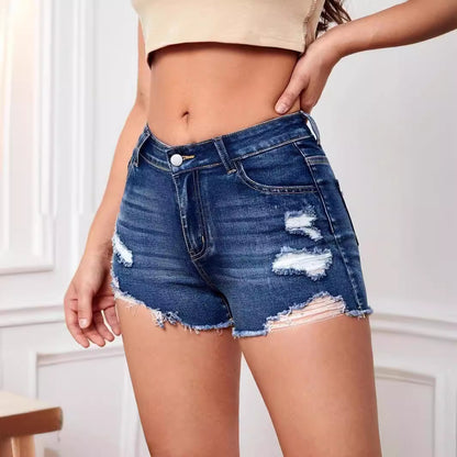 Damer Revnet Denim Shorts med høj talje Stilla