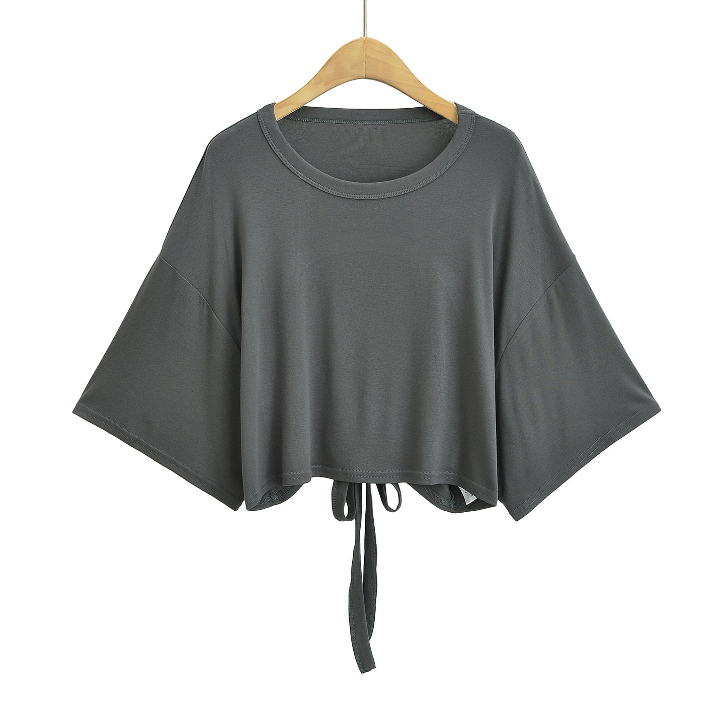 Dame cropped T-shirt med afslappet snit og bundet detalje Stilla