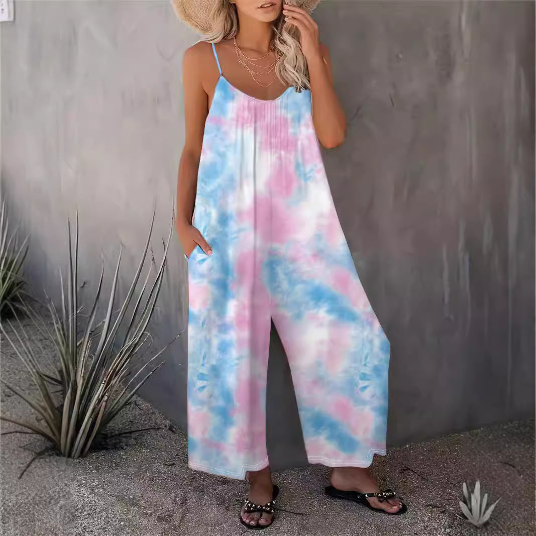 Stilla | Breezy Spring Print Ærmeløs Lang Jumpsuit