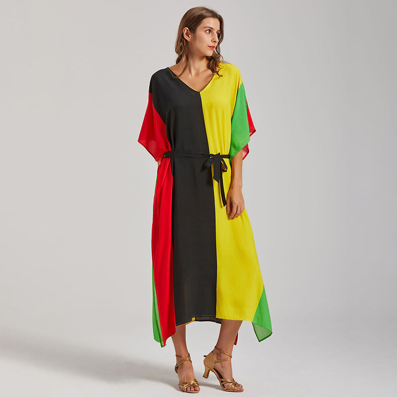 Dame Diverse farverige Kaftanrobe med bindebælte Stilla